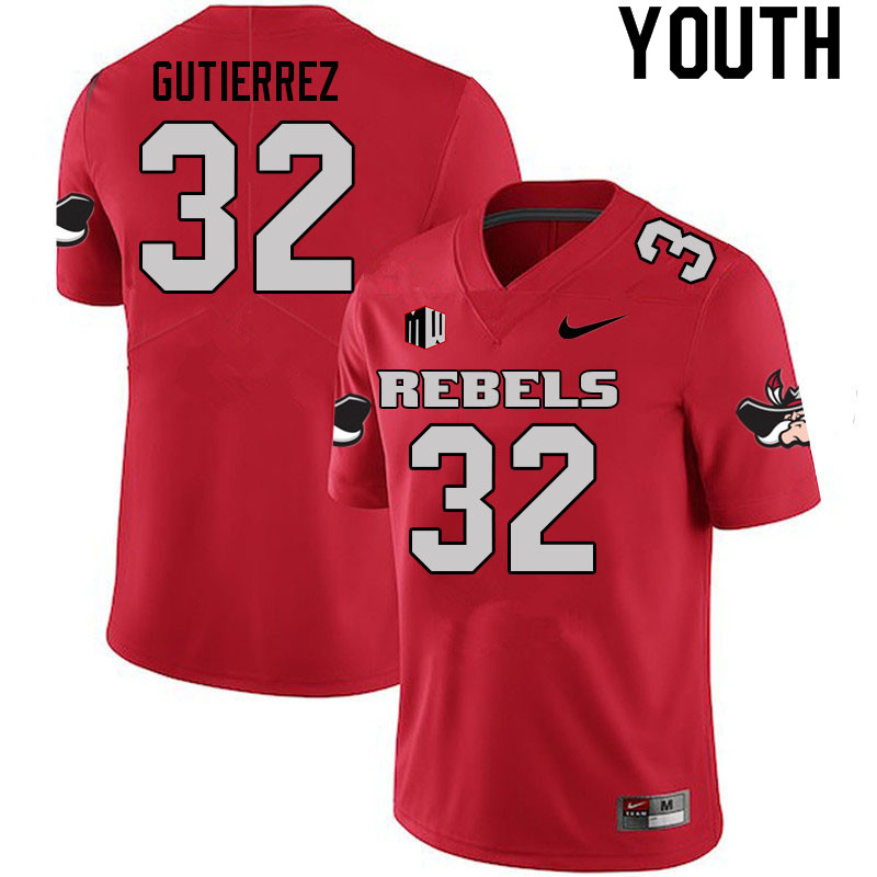 Youth #32 Daniel Gutierrez UNLV Rebels College Football Jerseys Sale-Scarlet - Click Image to Close
